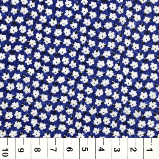 Tricoline estampada floral azul marinho 100%algodão