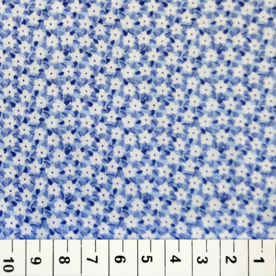 Tricoline estampada floral azul 100% algodão
