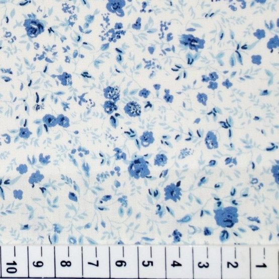 Tricoline estampada floral azul 100%algodão