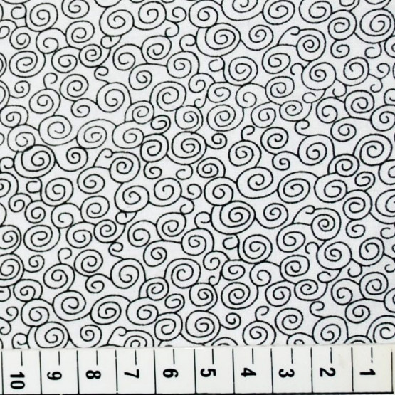 Tricoline estampada arabesco branco e preto 100% algodão 