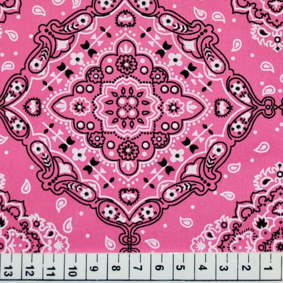 Tecido Tricoline Estampada Bandana Rosa Larg.150cm 100%Algodão 115gr/m² 