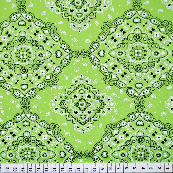 Tecido Tricoline Estampada Bandana Verde Larg.150cm 100%Algodão 115gr/m² 