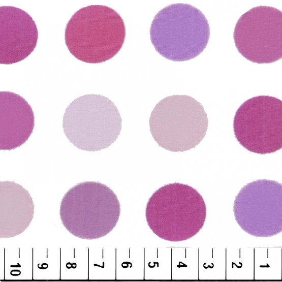 Tricoline estampada bolas Lilas fundo branco 100% algodão