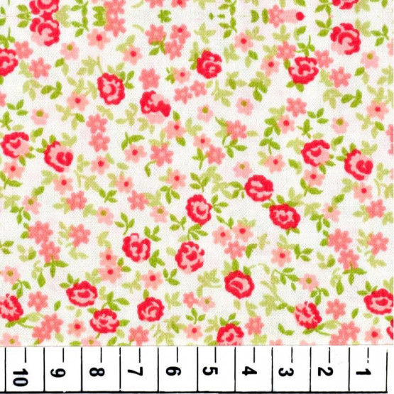 Tricoline estampada floral rosa 100% algodão