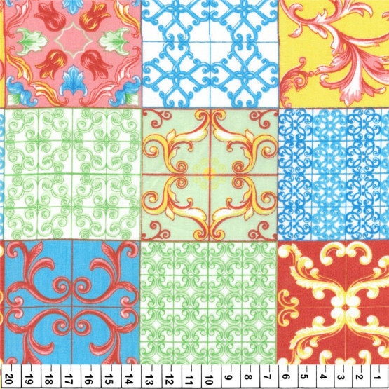 Tecido Tricoline Azulejo Português desenho Patchwork Médio100% algodão
