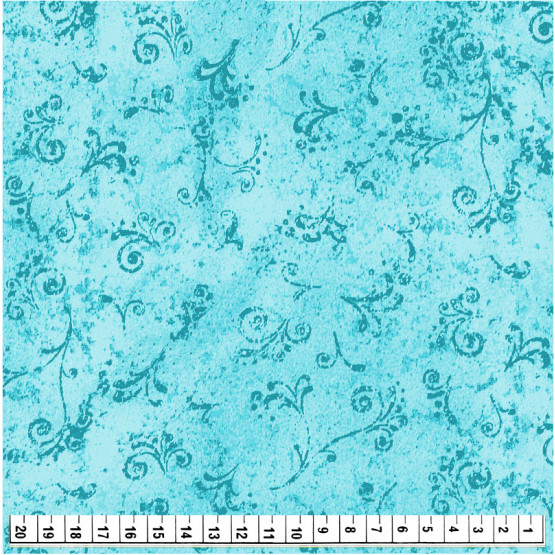 Tecido Tricoline Estampa Arabesco Textura 50 tons Turquesa Claro Larg1,50m 100%Algodão