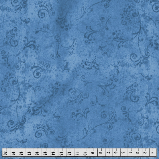 Tecido Tricoline Estampa Arabesco Textura 50 tons Azul Jeans Larg1,50m 100%Algodão