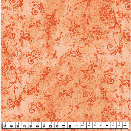 Tecido Tricoline Estampa Arabesco Textura 50 tons Laranja Médio Larg1,50m 100%Algodão