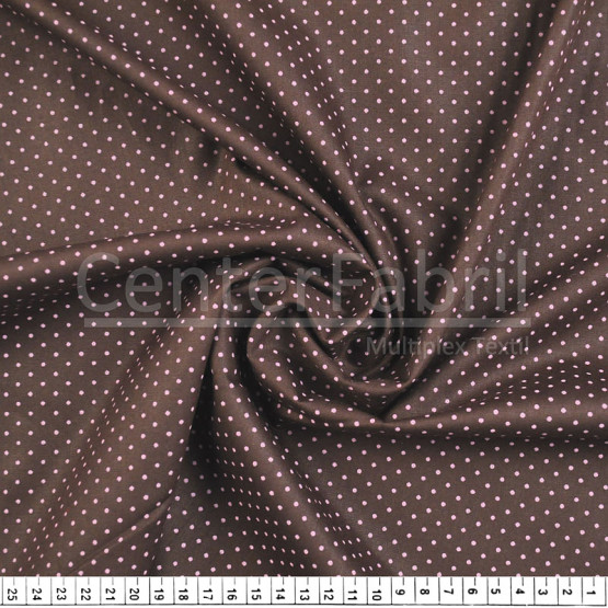 Tecido Tricoline Est Poá Rosa Fundo Marrom Largura 150cm 100%Algodão 115gr/m² Conserv1-J/2-2/3-2/