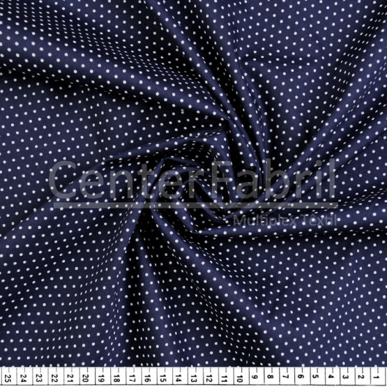 Tecido Tricoline Est Poá Branco Fundo Azul Marinho Largura 150cm 100%Algodão 115gr/m² Conserv1-J/2-2/3-2/