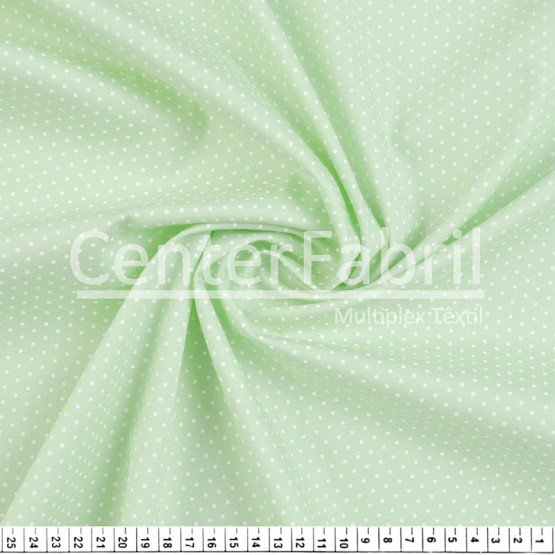 Tecido Tricoline Est Poá Branco Fundo Verde Cana Largura 150cm 100%Algodão 115gr/m² Conserv1-J/2-2/3-2/
