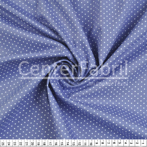 Tecido Tricoline Est Poá Branco Fundo Azul Jeans Largura 150cm 100%Algodão 115gr/m² Conserv1-J/2-2/3-2/