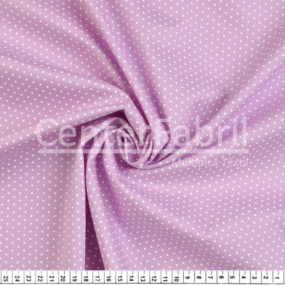 Tecido Tricoline Est Poá Branco Fundo Lilás Largura 150cm 100%Algodão 115gr/m² Conserv1-J/2-2/3-2/