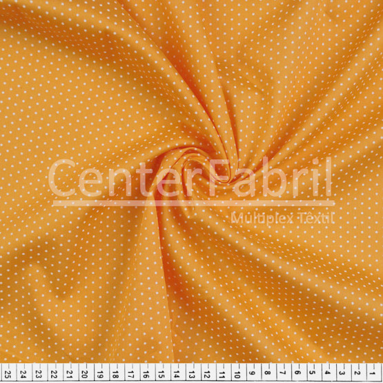Tecido Tricoline Est Poá Branco Fdo Laranja Largura 150cm 100%Algodão 115gr/m² Conserv1-J/2-2/3-2/