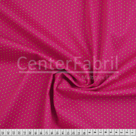 Tecido Tricoline Est Poá Verde Fundo Pink Largura 150cm 100%Algodão 115gr/m² Conserv1-J/2-2/3-2/