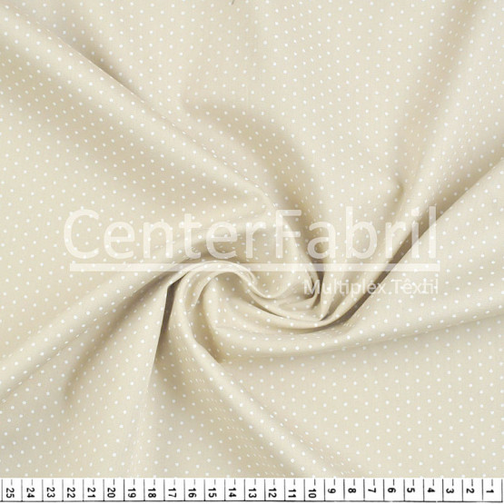 Tecido Tricoline Est Poá Branco Fundo Caqui Claro Largura 150cm 100%Algodão 115gr/m² Conserv1-J/2-2/3-2/