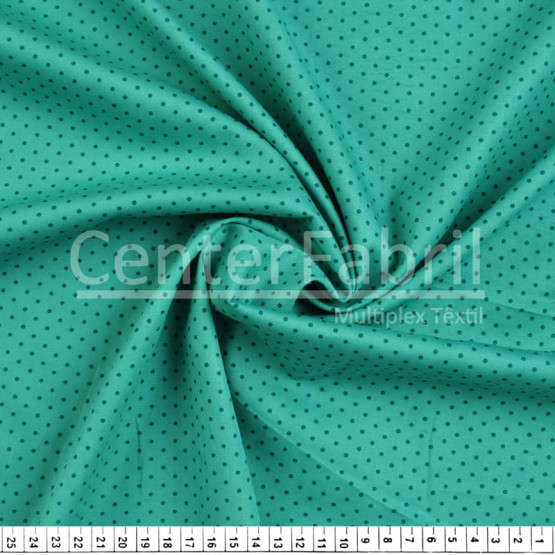 Tecido Tricoline Est Poá Verde Esc Fdo Verde Largura 150cm 100%Algodão 115gr/m² Conserv1-J/2-2/3-2/