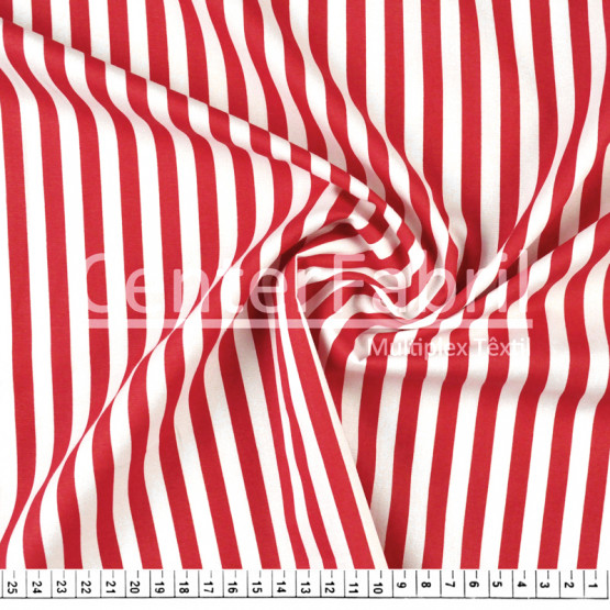Tecido Tricoline Listrado 0,8cm Médio Vermelho Larg.150cm 100%Algodão. Conserv1-I/2-2/3-2/5-3/6-2