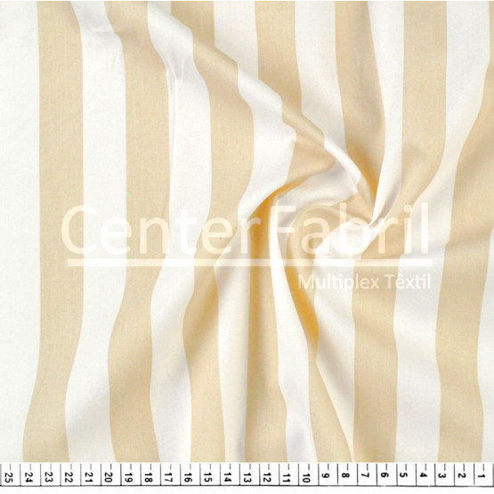 Tecido Tricoline Listrado 2cm Largo Bege Larg.150cm 100%Algodão. Conserv1-I/2-2/3-2/5-3/6-2