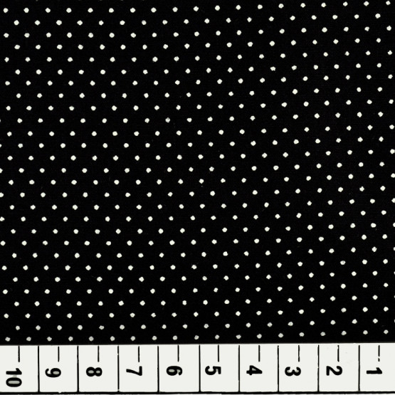 Tricoline estampada micro bolas - branca fundo preto 100% algodão