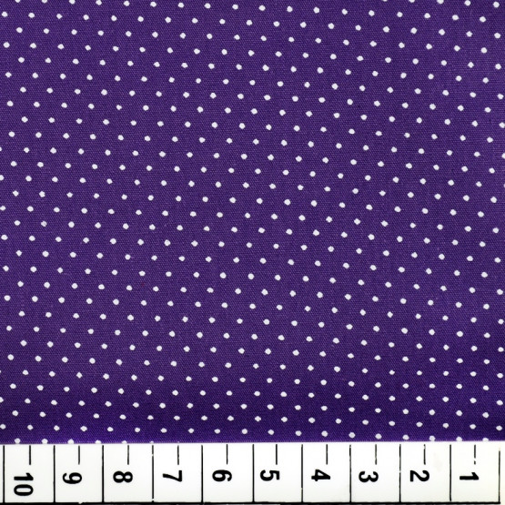 Tricoline estampada micro bolas - branca fundo roxo 100% algodão