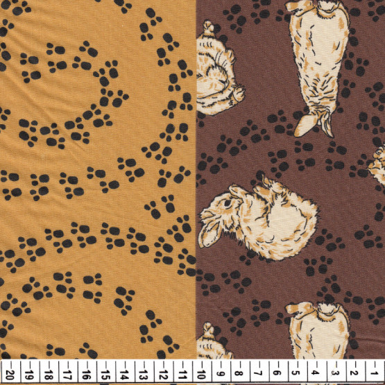 Tecido Tricoline estampa Páscoa Coelhos & Pegadas 100% algodão