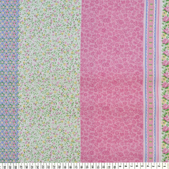 Tricoline estampada Barrada faixas em floral rosa 100% algodão