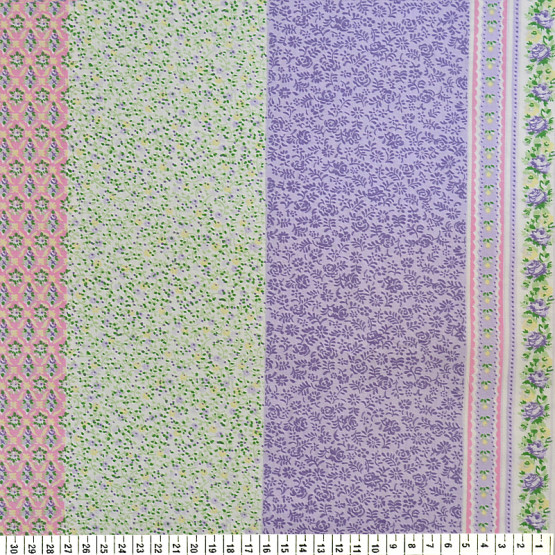 Tricoline estampada Barrada faixas em floral lilas 100% algodão