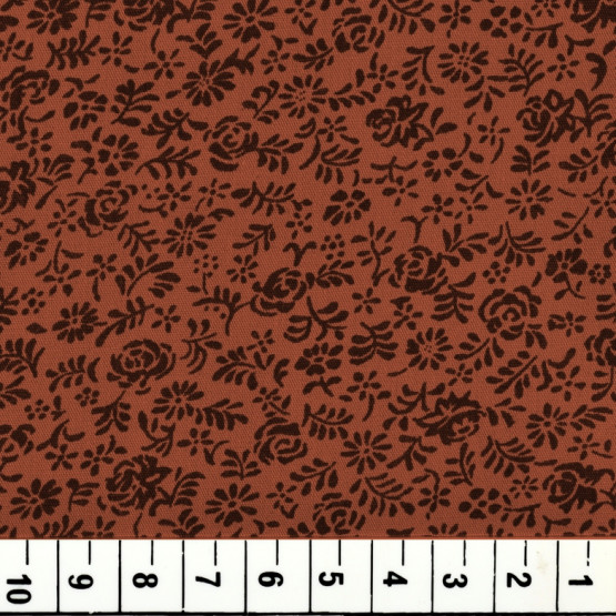 Tricoline estampada floral marrom avermelhado,brick 100% algodão