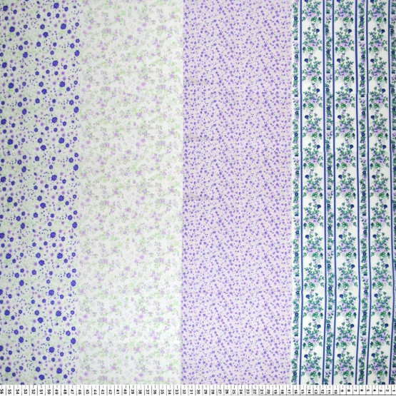 Tricoline estampada barrada floral Lilas100% algodão
