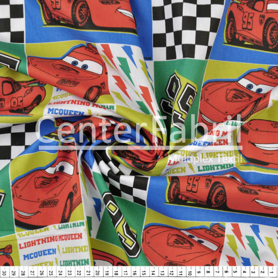 Tricoline Estampado Coleção Disney - Carros Mcqueen Relâmpago Larg.148cm 100%Algodão