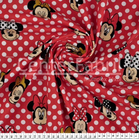 Tricoline Estampado Coleção Disney - Minie c/Poá Larg.148cm 100%Algodão