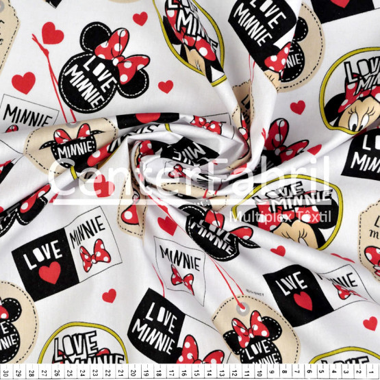 Tricoline Estampado Coleção Disney - Minie c/Etiqueta Larg.148cm 100%Algodão