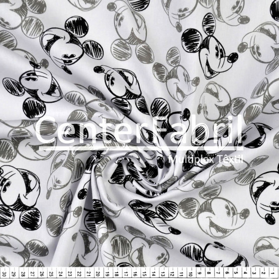 Tricoline Estampado Coleção Disney - Mickey Charcoal Larg.148cm 100%Algodão