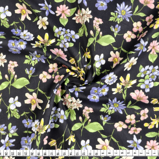 Tecido Tricoline Estampado Coleção Mirella- Botanica Fdo Marinho Larg.150cm 100%Algodão. Conserv1-I/2-2/3-2/5-3/6-2