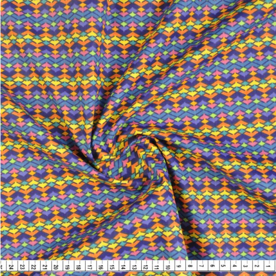 Tricoline Estampado Coleção Fish -Compose Zig Zag Coloridos Renata Blanco Larg.150cm 100%Algodão