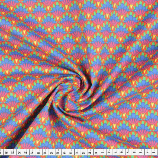 Tricoline Estampado Coleção Cashemere -Compose Leques Renata Blanco Larg.150cm 100%Algodão