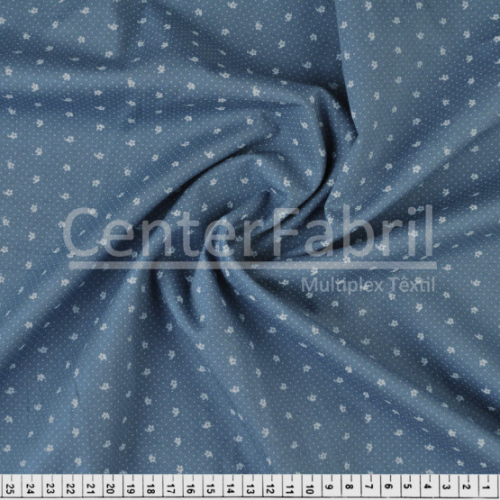 Tecido Tricoline Est Roda Cores - Mini Flor Fdo Azul Larg.150cm 100%Algodão 115gr/m² Conserv1-J/2-2/3-2/