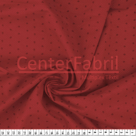 Tecido Tricoline Est Roda Cores - Mini Flor Fdo Vermelho Larg.150cm 100%Algodão 115gr/m² Conserv1-J/2-2/3-2/