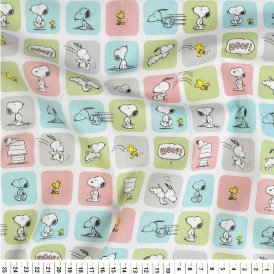 Tricoline Estampado Coleção Snoopy-Woodstock Fdo Branco Larg.150cm 100%Algodão