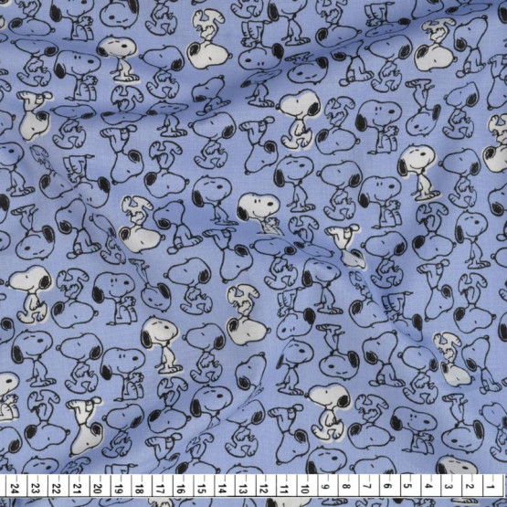 Tricoline Estampado Coleção Snoopy Fdo Azul Larg.150cm 100%Algodão - 130gr/m² Conserv1-J/2-2/3-2/5-3/6-1