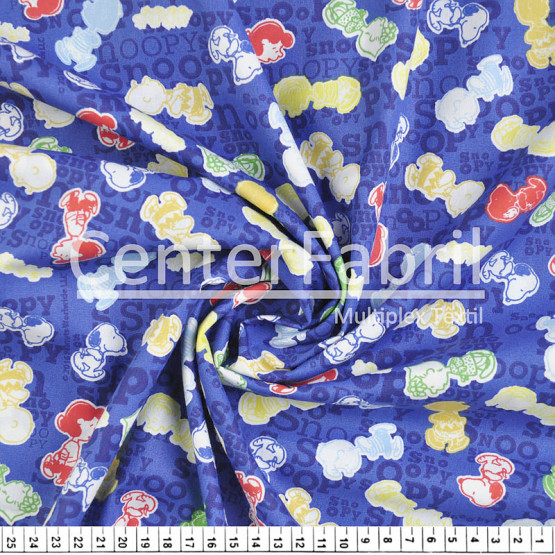 Tricoline Estampado Coleção Snoopy Turma Fdo Azul Larg.150cm 100%Algodão - 115gr/m² Conserv1-J/2-2/3-2/5-3/6-1
