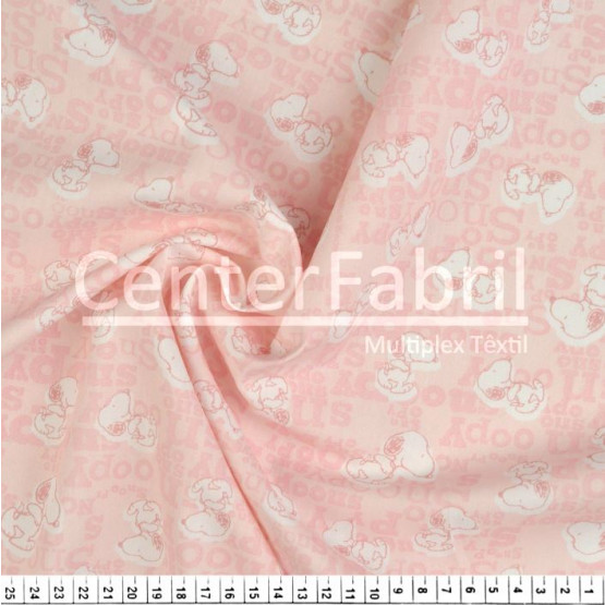 Tricoline Estampado Coleção Snoopy Mono Fdo Rose Larg.150cm 100%Algodão - 130gr/m² Conserv1-J/2-2/3-2/5-3/6-1