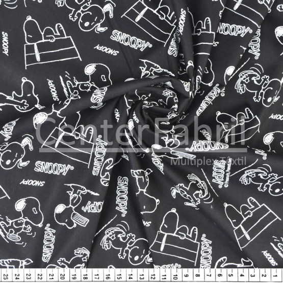 Tricoline Estampado Coleção Snoopy  Black and White-Manu Larg.150cm 100%Algodão - 115gr/m² Conserv1-J/2-2/3-2/5-3/6-1