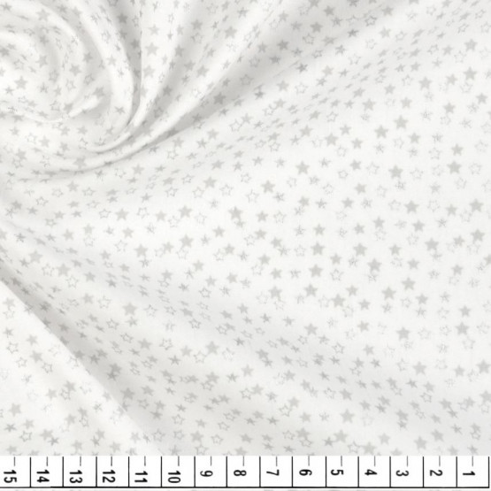 Tecido Tricoline Estampado Coleção Coelhos -Estrelinha Prateada Fundo Branco- Larg150cm 100%Algodão. Conserv1-I/2-2/3-2/5-3/6-2
