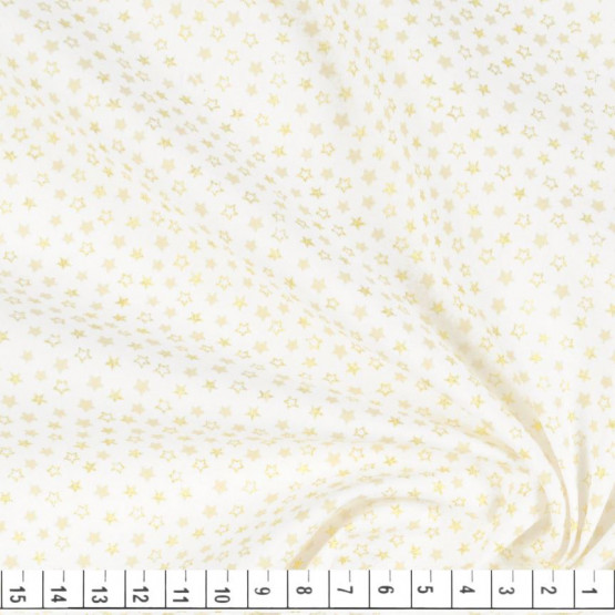 Tecido Tricoline Estampado Coleção Coelhos -Estrelinha Dourada Fundo Branco- Larg150cm 100%Algodão. Conserv1-I/2-2/3-2/5-3/6-2