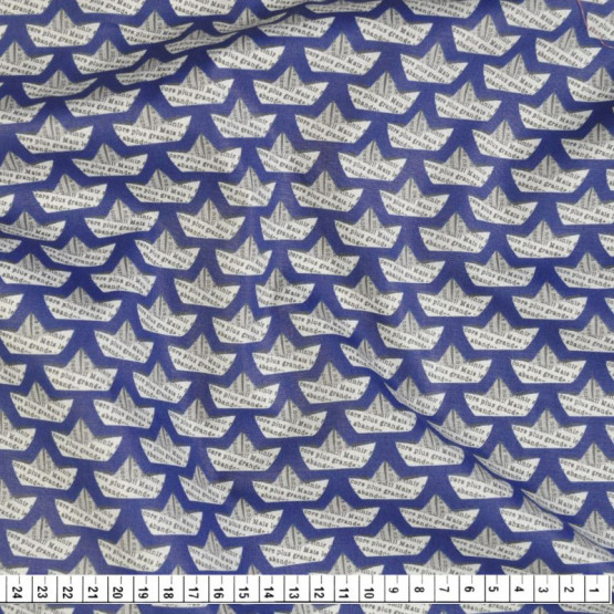 Tricoline Estampado Coleção Navy Mini Barco de Jornal Azul Larg.150cm 100%Algodão