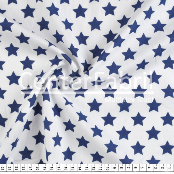 Tecido Tricoline Estampado Coleção Nave -Estrela Azul marinho Larg.150cm 100%Algodão. Conserv1-I/2-2/3-2/5-3/6-2