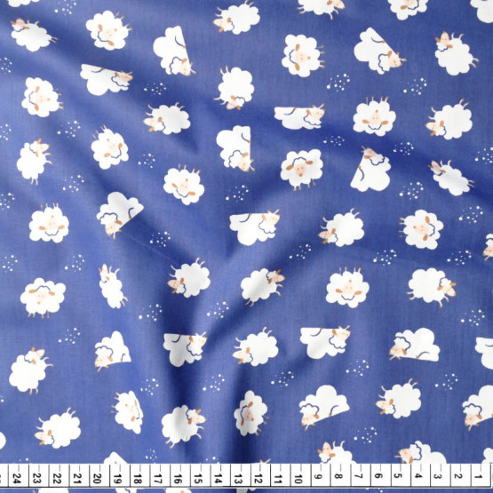 Tricoline Estampado Coleção Piv-Cat Ovelha Fdo Marinho Larg.150cm 100%Algodão