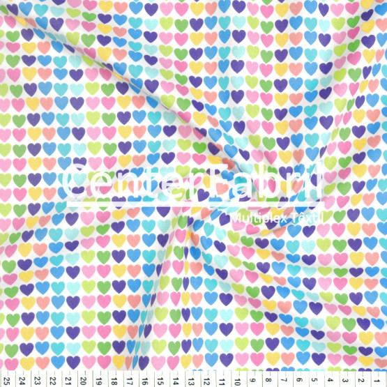Tecido Tricoline Estampado Coleção Corações - Coloridos Renata Blanco Largura 150cm 100%Algodão. Conserv1-I/2-2/3-2/5-3/6-2